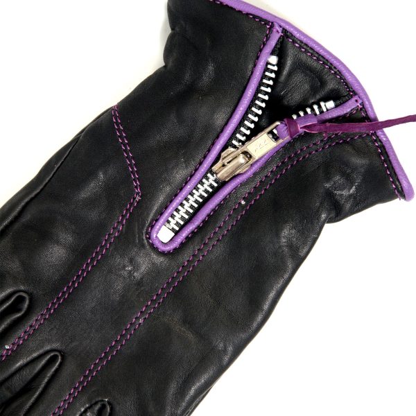 Hot Leathers GVL1008 Ladies Driving Gloves with Purple Piping Fashion - Image 3