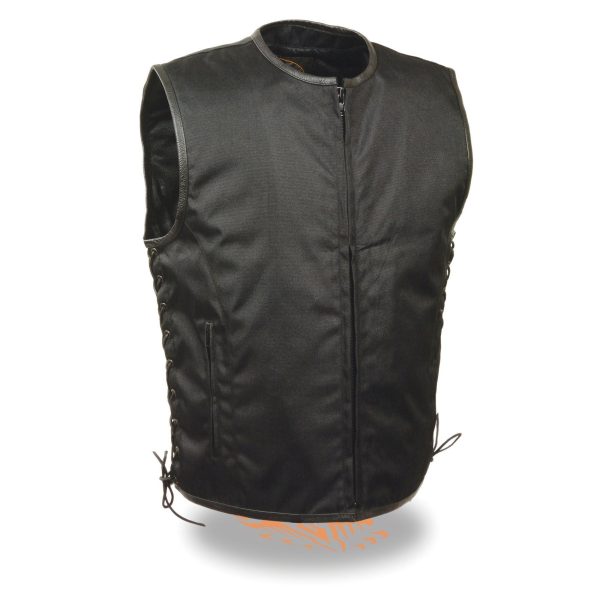 Milwaukee Leather MPM3739 Men s Black  Side Laced  Textile Zipper Front Motorcycle Vest Online Sale