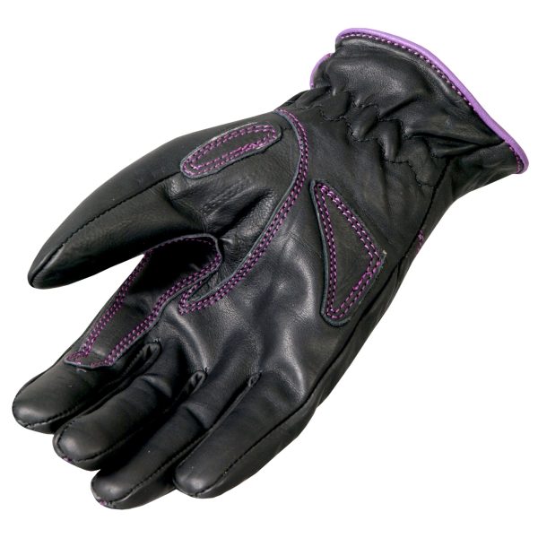Hot Leathers GVL1008 Ladies Driving Gloves with Purple Piping Fashion - Image 4