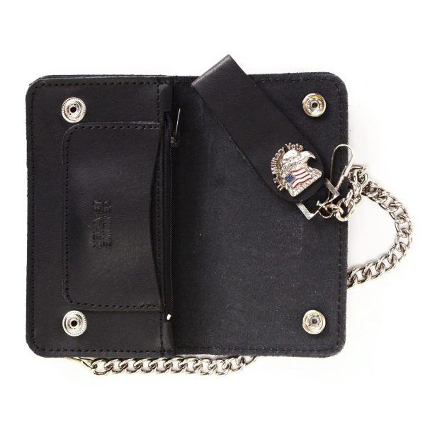 Milwaukee Leather MLW7826 Men s 6” US Military Vets Bi-Fold Leather Wallet w  Anti-Theft Stainless Steel Chain For Cheap - Image 5