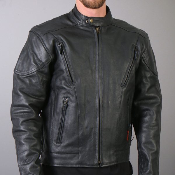 Hot Leathers JKM1010 Men s Motorcycle Vented Leather Biker Jacket For Sale