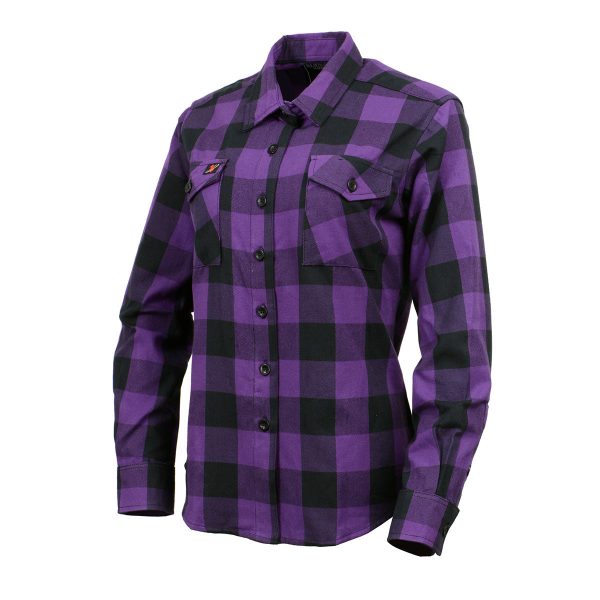 Milwaukee Leather MNG21619 Women s Black and Purple Long Sleeve Cotton Flannel Shirt Online now - Image 4