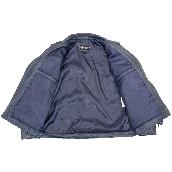 Milwaukee Leather SFM1890 Men s Blue Leather Classic Moto Leather Jacket Hot on Sale - Image 3