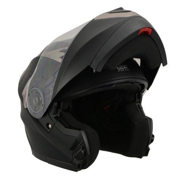 Milwaukee Performance Helmets MPH9804DOT Matte Black Modular Racing Helmet w  Drop Down Visor For Discount - Image 4