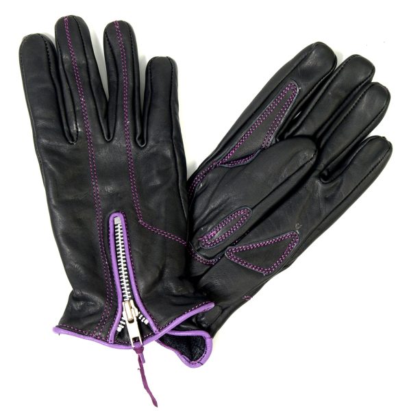 Hot Leathers GVL1008 Ladies Driving Gloves with Purple Piping Fashion