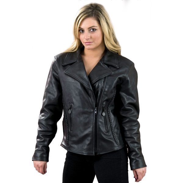Milwaukee Leather SH7023 Women s  Braided  Black Leather Jacket with Studs Online Sale