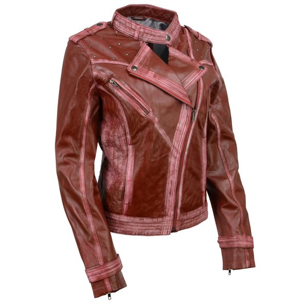 Milwaukee Leather SFL2840 Women s Maiden Maroon Premium Sheepskin Motorcycle Fashion Leather Jacket with Studs Cheap