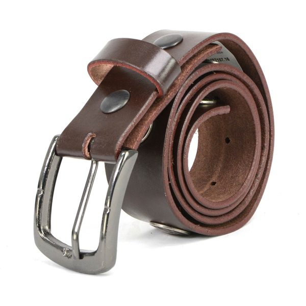 Milwaukee Leather MP7107 Men s 5 Cent Buffalo Coin - Brown Leather Belt w  Interchangeable Buckle - 1.5 inches Wide on Sale - Image 4