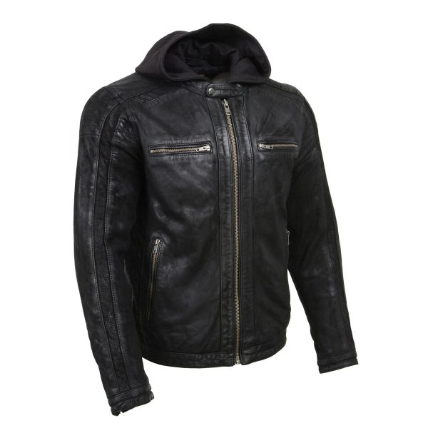 Milwaukee Leather Vintage SFM1807 Men s Black Premium Leather Hooded Jacket Online