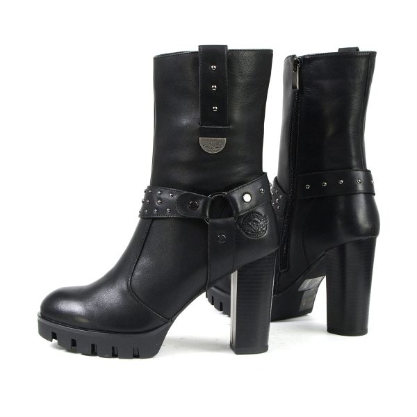 Milwaukee Leather MBL9303 Women s Classic Black Leather Casual Fashion Boots with Block Heel Online - Image 5