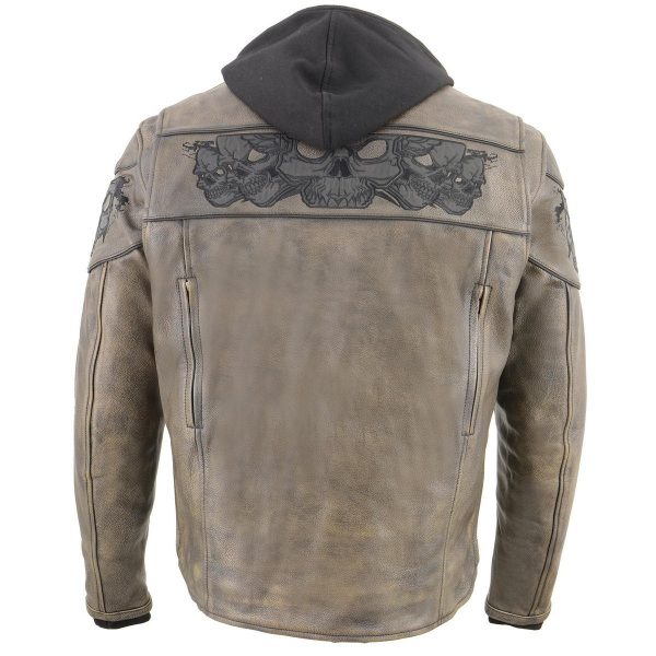 Milwaukee Leather MLM1561 Men s Distressed Brown Leather Jacket with Reflective Skulls Supply - Image 2