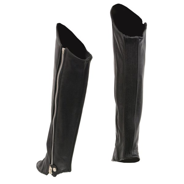 Milwaukee Leather LKL6755 Women s Black Leather Knee High Half Chaps with Zipper Entry For Cheap - Image 3