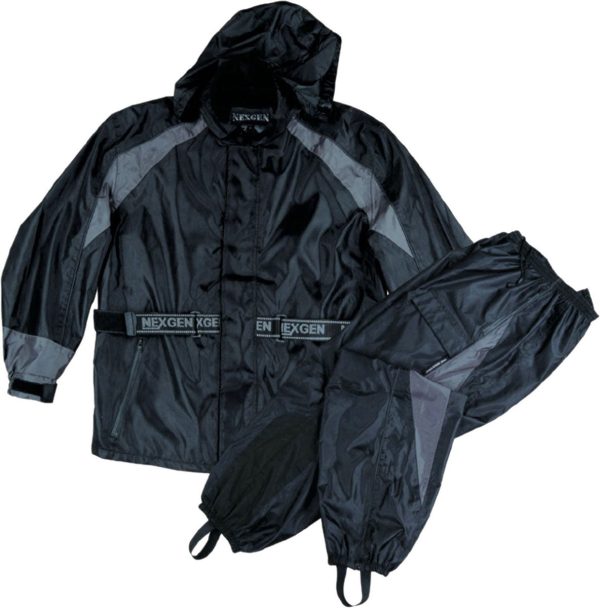 NexGen Men s SH2050 Black and Grey Hooded Water Proof Armored Rain Suit Discount